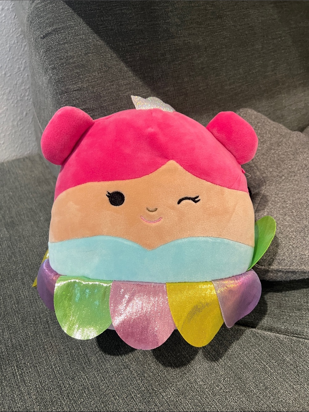 Squishmallows Pink fairy with Pastel Multicolor skirt (Esmina)